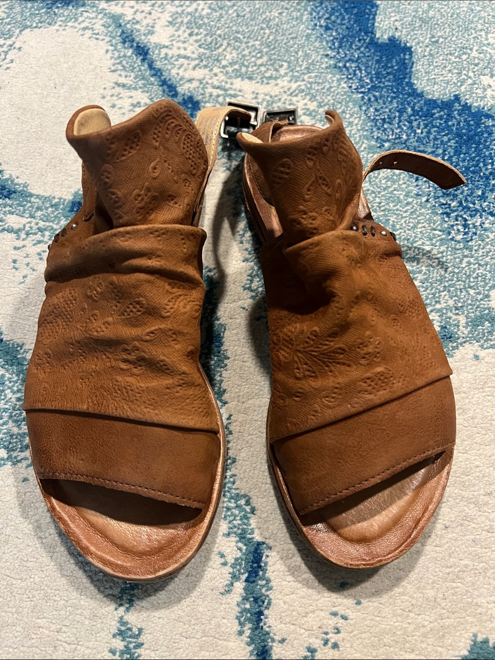 Miz Mooz Brown Leather Open-Toe Slingback Mules